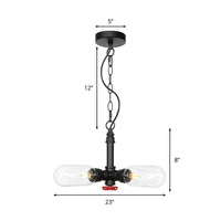 4 Lights Capsule Ceiling Chandelier Farmhouse Black Amber Glass - Rebooters