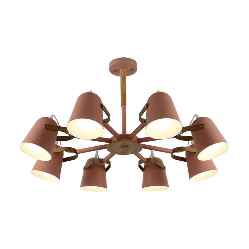 Metal Bucket Shade Chandelier Living Room Eight Lights Kids Light - Rebooters