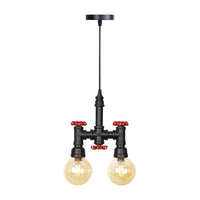 2 Lights Hanging Light Kit Industrial Restaurant LED Pendant Chandelier - Rebooters