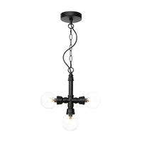 3 Bulbs Amber Clear Glass Chandelier Light Vintage Black Ball Dining Room LED Ceiling Pendant Lamp - Rebooters
