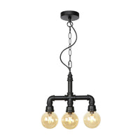 3 Bulbs Amber Clear Glass Chandelier Light Vintage Black Ball Dining Room LED Ceiling Pendant Lamp - Rebooters