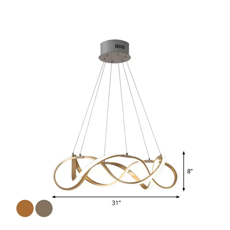 Chrome/Gold Twined 1/2-Tier Chandelier Minimalist Metal LED Hanging Pendant Light for Dining Room - Rebooters
