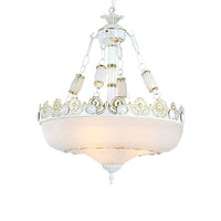 12 Inch 16 Inch W Basket Shaped White Glass Pendant Light in Brass - Rebooters