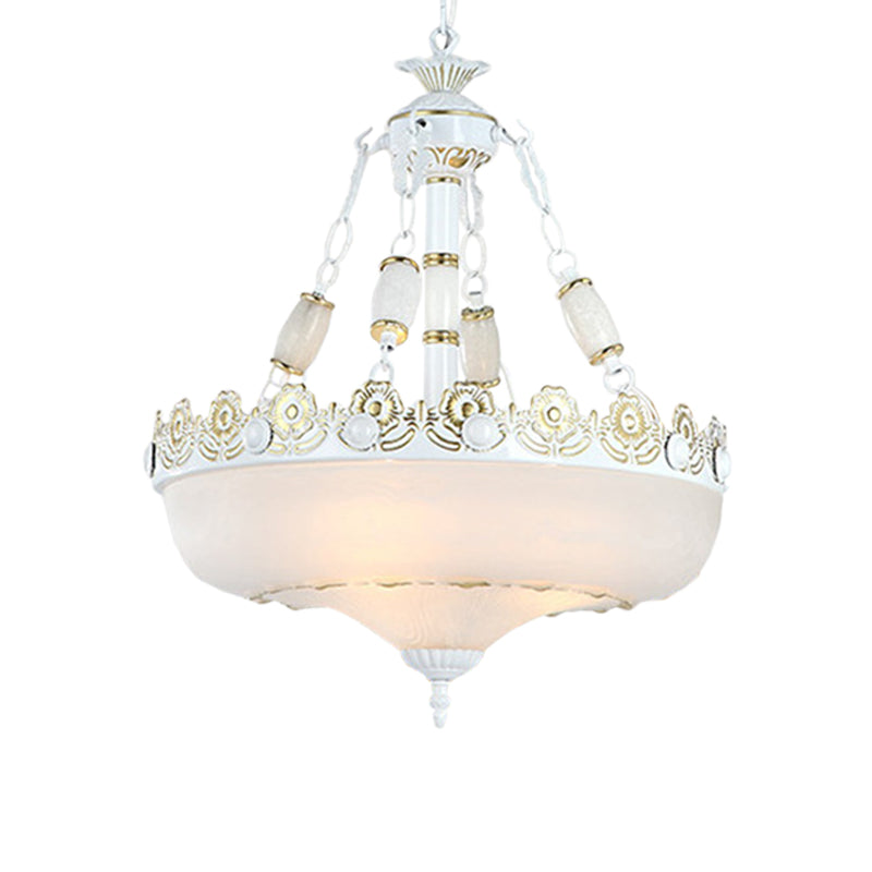 12 Inch 16 Inch W Basket Shaped White Glass Pendant Light in Brass - Rebooters