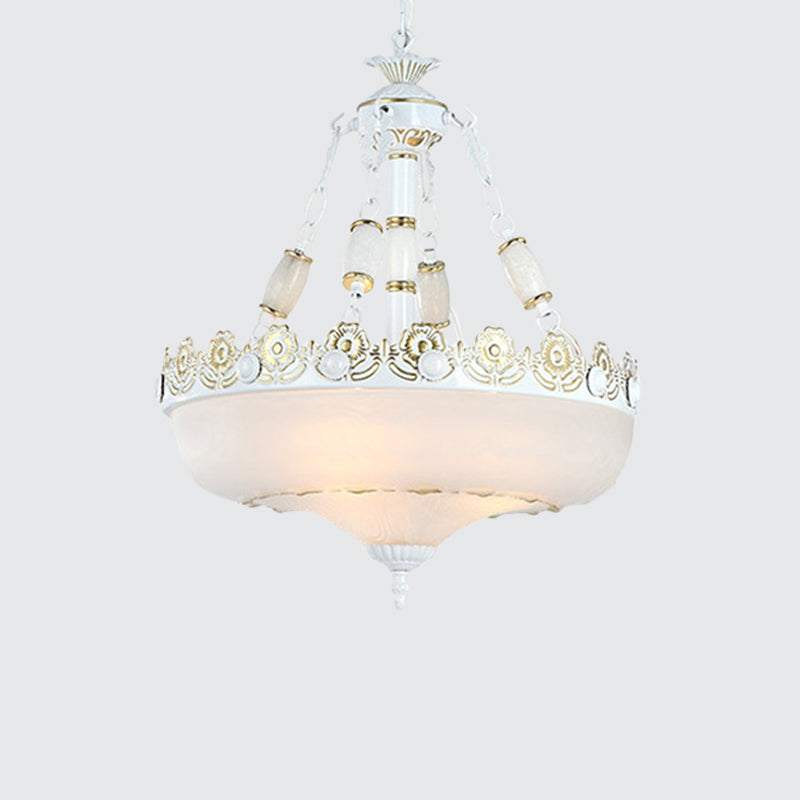 12 Inch 16 Inch W Basket Shaped White Glass Pendant Light in Brass - Rebooters