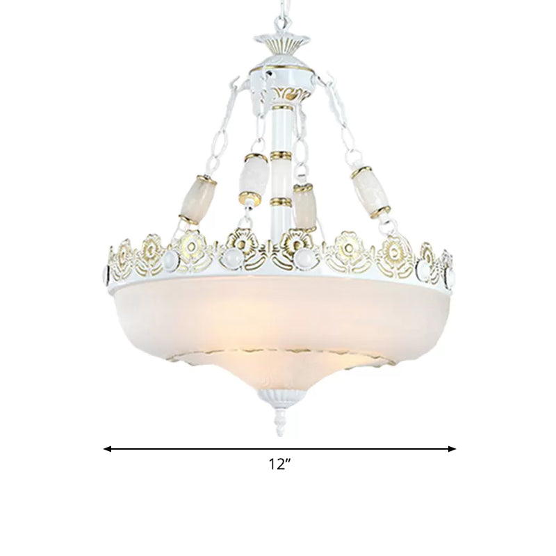 12 Inch 16 Inch W Basket Shaped White Glass Pendant Light in Brass - Rebooters