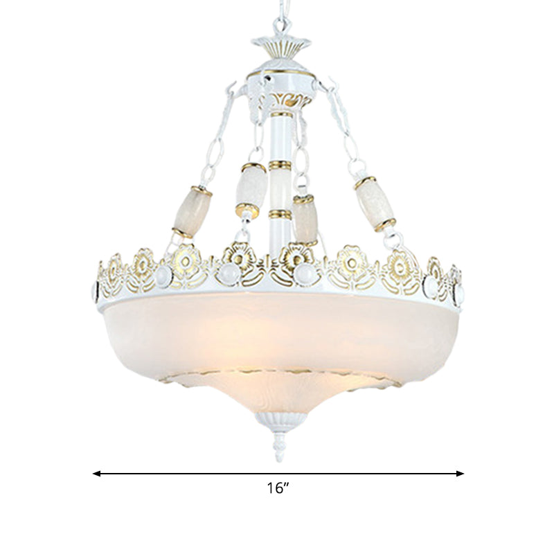 12 Inch 16 Inch W Basket Shaped White Glass Pendant Light in Brass - Rebooters