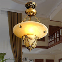 3-Light White Glass Chandelier Traditional Brass Inverted Hat Shaped Living Room Drop Lamp 12 16 19 5 W - Rebooters