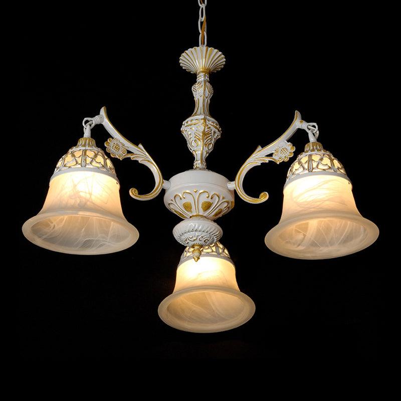 Alabaster Glass White Chandelier Carillon 3 Heads Pendant Light - Rebooters