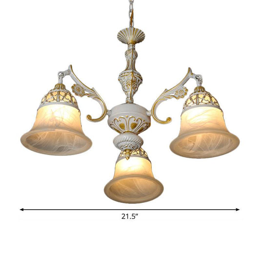 Alabaster Glass White Chandelier Carillon 3 Heads Pendant Light - Rebooters