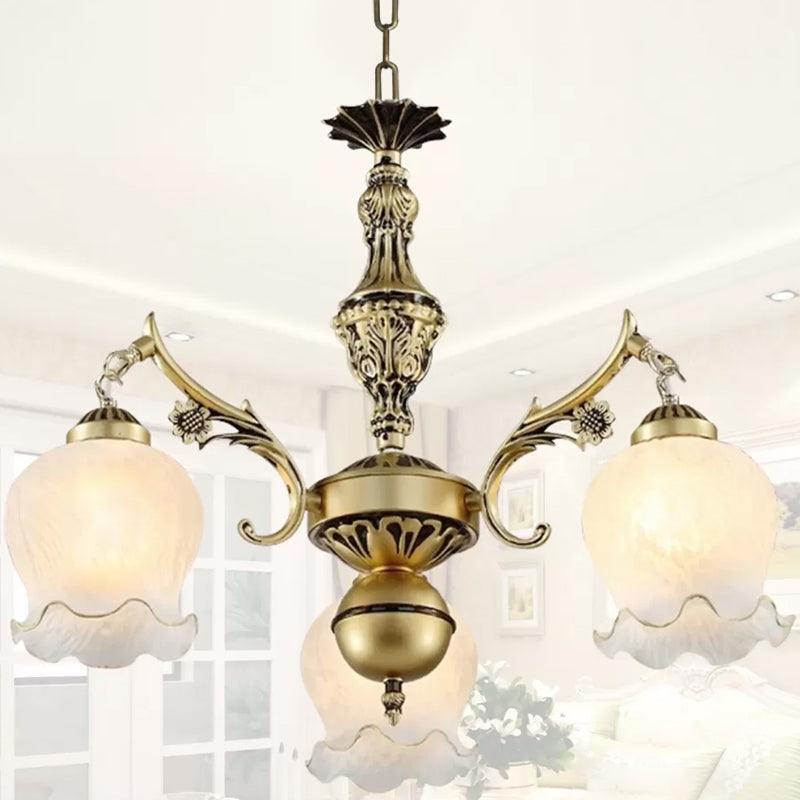 3 Lights Rose Down Chandelier Vintage Antique Bronze Cream - Rebooters