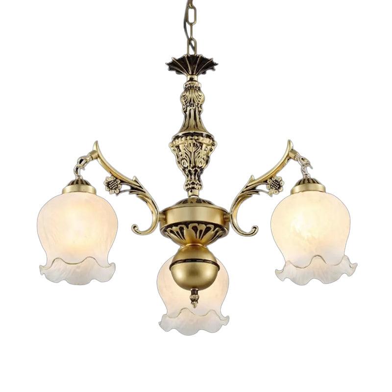 3 Lights Rose Down Chandelier Vintage Antique Bronze Cream - Rebooters