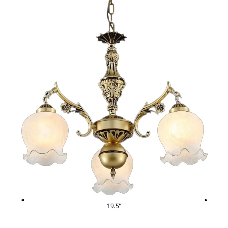 3 Lights Rose Down Chandelier Vintage Antique Bronze Cream - Rebooters