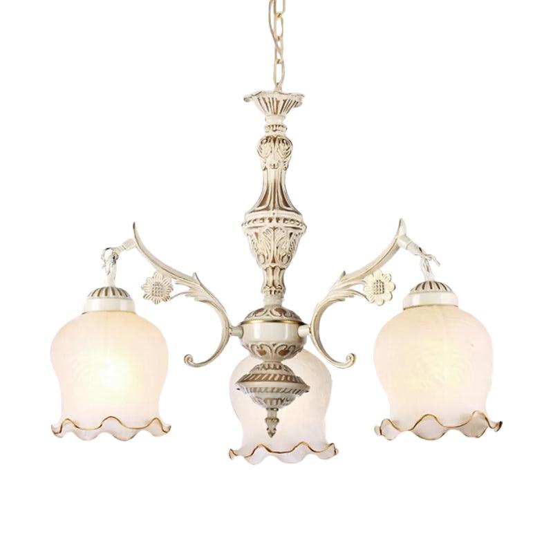 3 Lights Rose Down Chandelier Vintage Antique Bronze Cream - Rebooters