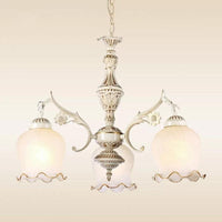3 Lights Rose Down Chandelier Vintage Antique Bronze Cream - Rebooters