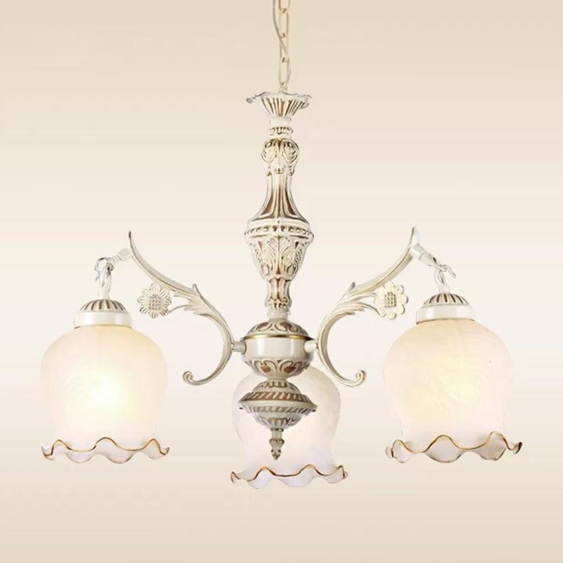 3 Lights Rose Down Chandelier Vintage Antique Bronze Cream - Rebooters