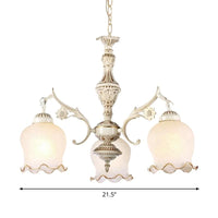 3 Lights Rose Down Chandelier Vintage Antique Bronze Cream - Rebooters
