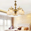 Milky Glass Bronze Suspension Light Semi-Bloom Flower Chandelier - Rebooters