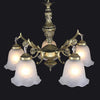 Bronze Floral Down Chandelier Lighting Vintage Frosted Glass - Rebooters