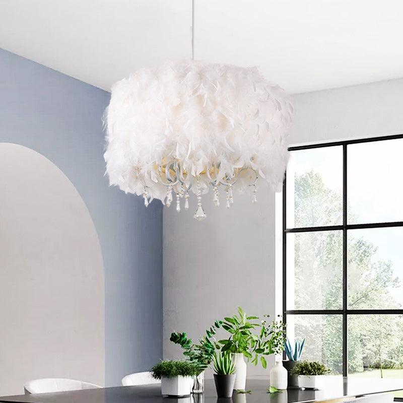 5 Lights Dining Room Chandelier Nordic White Pendant Fixture - Rebooters