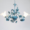 Flower Living Room Chandelier Lamp Korean Garden Milky Frosted Glass Blue Hanging Ceiling Light - Rebooters