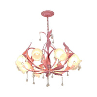 6/8-Light Flower Ceiling Chandelier Korean Garden Green Pink Frosted Glass Light - Rebooters