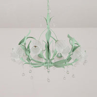 6/8-Light Flower Ceiling Chandelier Korean Garden Green Pink Frosted Glass Light - Rebooters