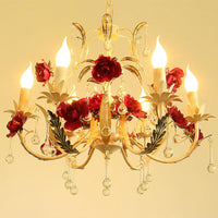 Beige 6/8-Head Chandelier Lamp Korean Garden Candle Light - Rebooters