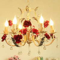 Beige 6/8-Head Chandelier Lamp Korean Garden Candle Light - Rebooters