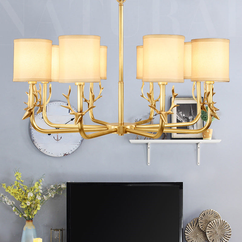 Rustic Antler Hanging Ceiling Light 3/6/8 Bulbs Gold Chandelier - Rebooters