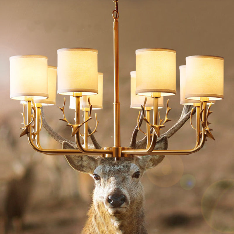 Rustic Antler Hanging Ceiling Light 3/6/8 Bulbs Gold Chandelier - Rebooters