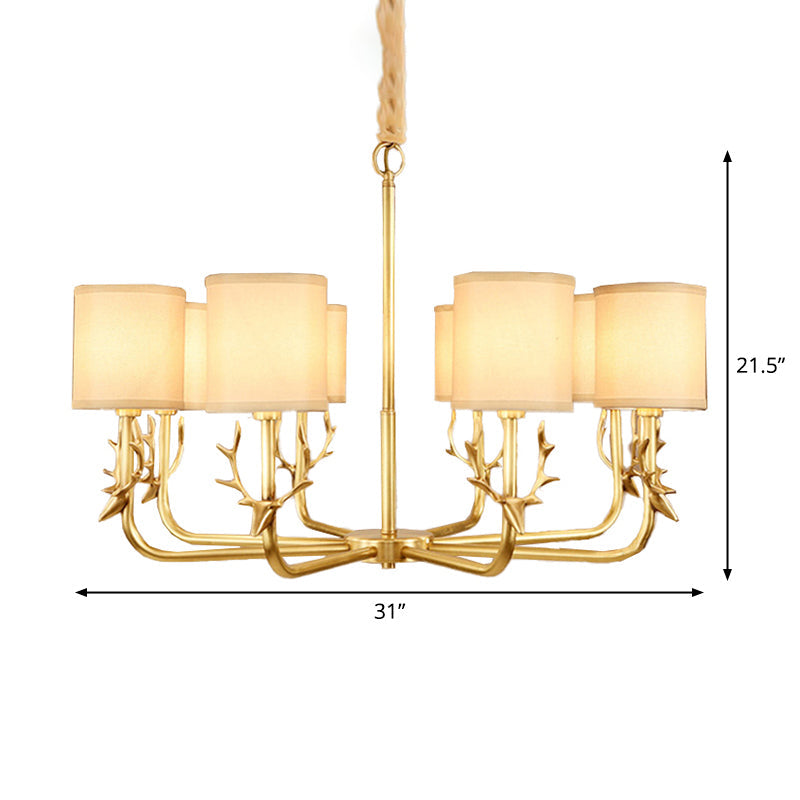 Rustic Antler Hanging Ceiling Light 3/6/8 Bulbs Gold Chandelier - Rebooters