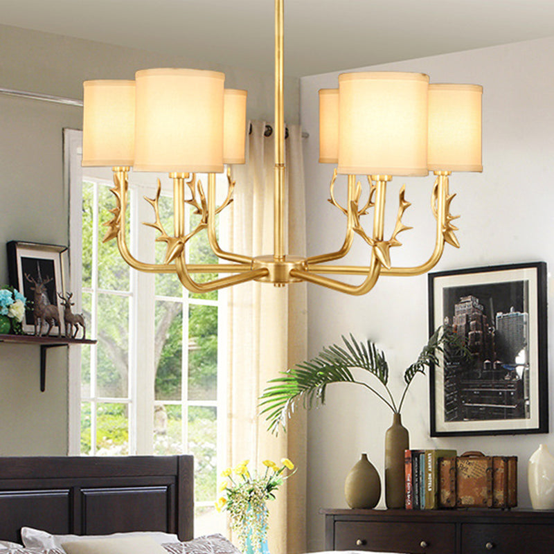 Rustic Antler Hanging Ceiling Light 3/6/8 Bulbs Gold Chandelier - Rebooters