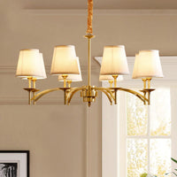 6/8/10-Bulb Ceiling Chandelier Traditional Fabric Light Gold - Rebooters
