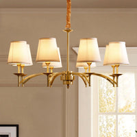 6/8/10-Bulb Ceiling Chandelier Traditional Fabric Light Gold - Rebooters