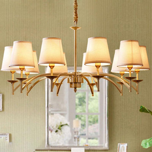 6/8/10-Bulb Ceiling Chandelier Traditional Fabric Light Gold - Rebooters