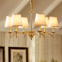 6/8/10-Bulb Ceiling Chandelier Traditional Fabric Light Gold - Rebooters