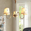 Star Patterned Fabric Conical Chandelier Rustic 3/5/6 Lights Ceiling Lamp Gold - Rebooters