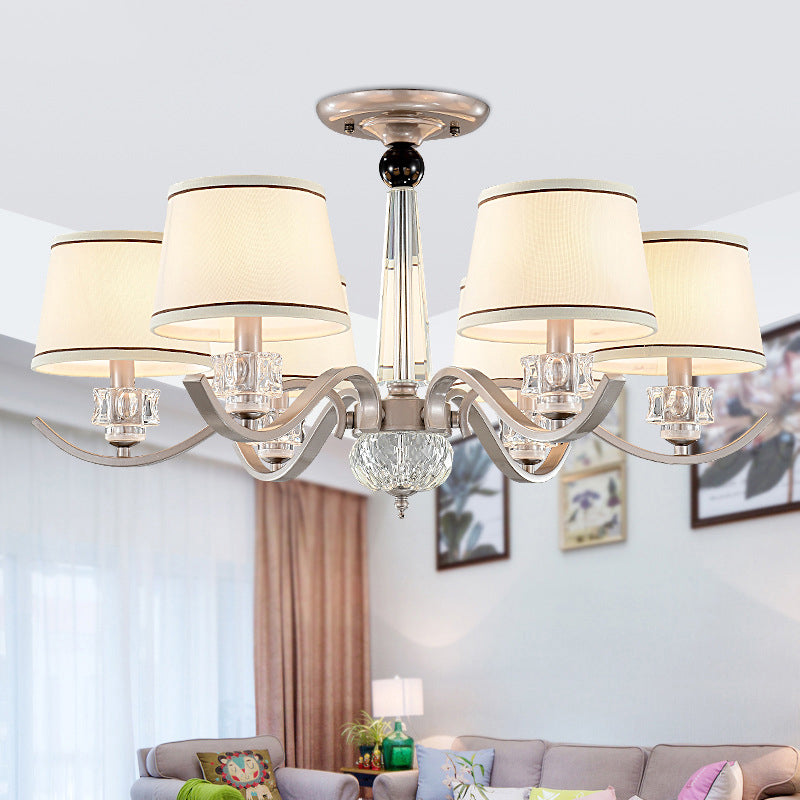 Fabric White Chandelier Tapered 3/6/8-Bulb Ceiling Light - Rebooters