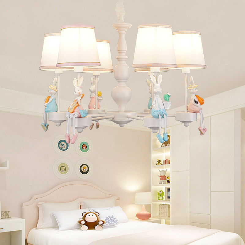 Kids Lovely Tapered Pendant Lights Metal White Chandelier - Rebooters