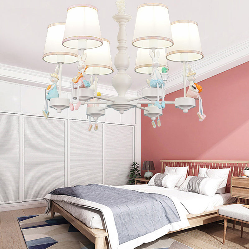 Kids Lovely Tapered Pendant Lights Metal White Chandelier - Rebooters