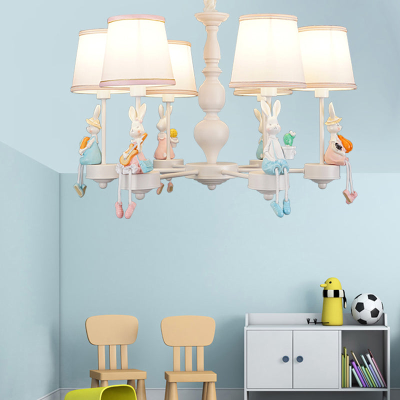 Kids Lovely Tapered Pendant Lights Metal White Chandelier - Rebooters