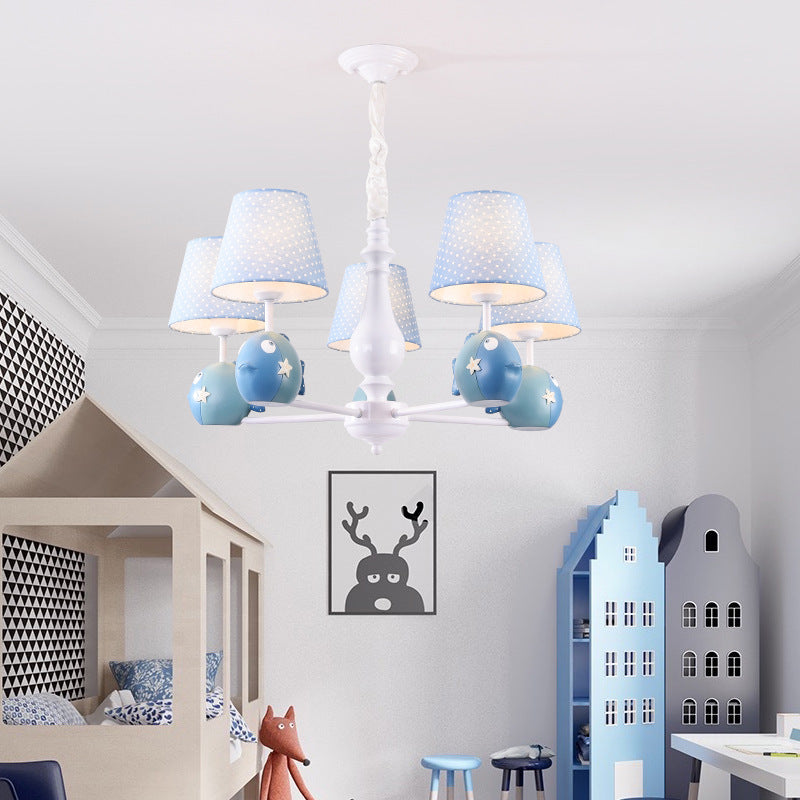 Blue Circle Bird Hanging Lamp Modern Resin Metal Pendant Lights - Rebooters