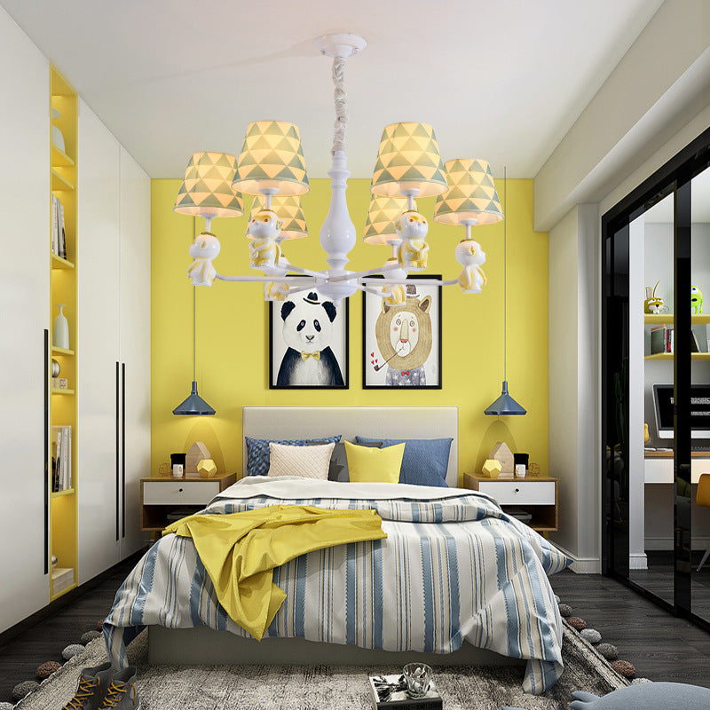 Fabric Tapered Shade Hanging Lights Nordic Pendant in Yellow - Rebooters