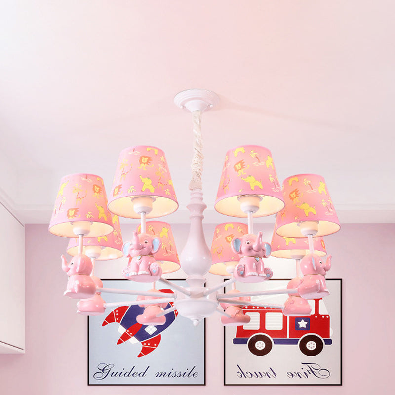 Pink Elephant Hanging Ceiling Lamp Kids 3 to 8 Lights Fixture - Rebooters