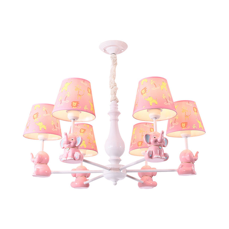 Pink Elephant Hanging Ceiling Lamp Kids 3 to 8 Lights Fixture - Rebooters