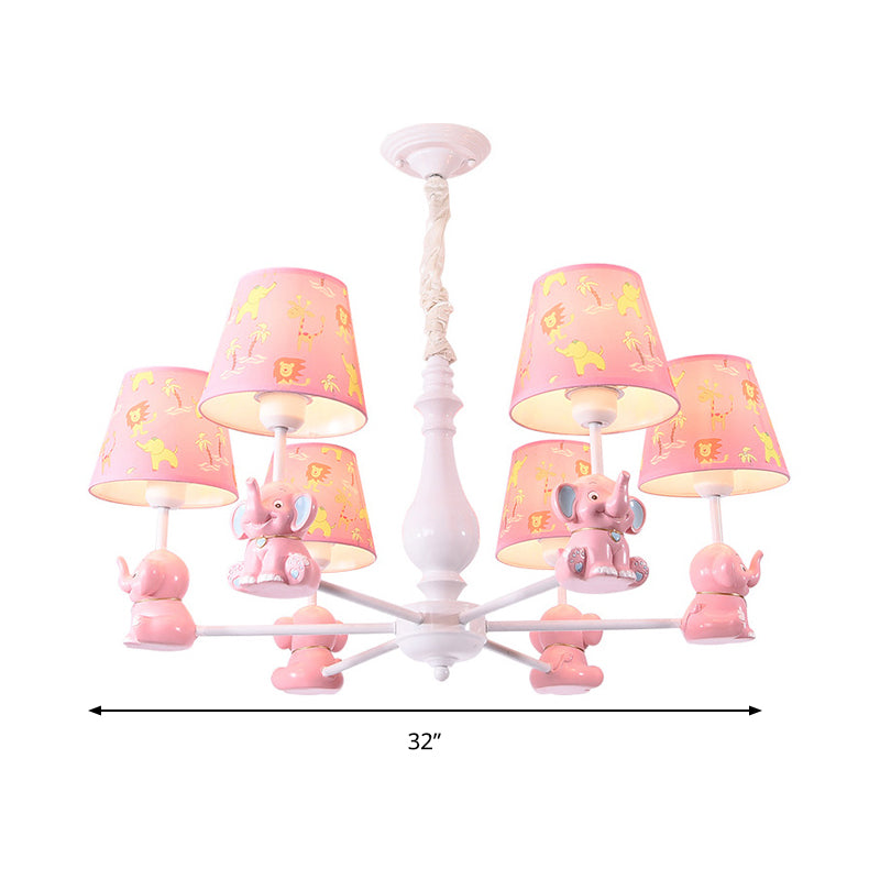 Pink Elephant Hanging Ceiling Lamp Kids 3 to 8 Lights Fixture - Rebooters