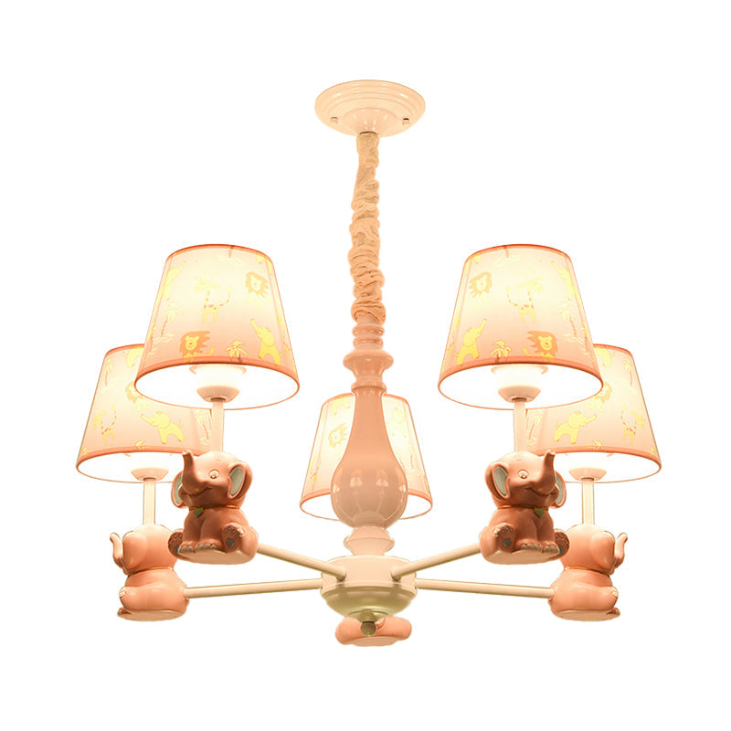 Pink Elephant Hanging Ceiling Lamp Kids 3 to 8 Lights Fixture - Rebooters