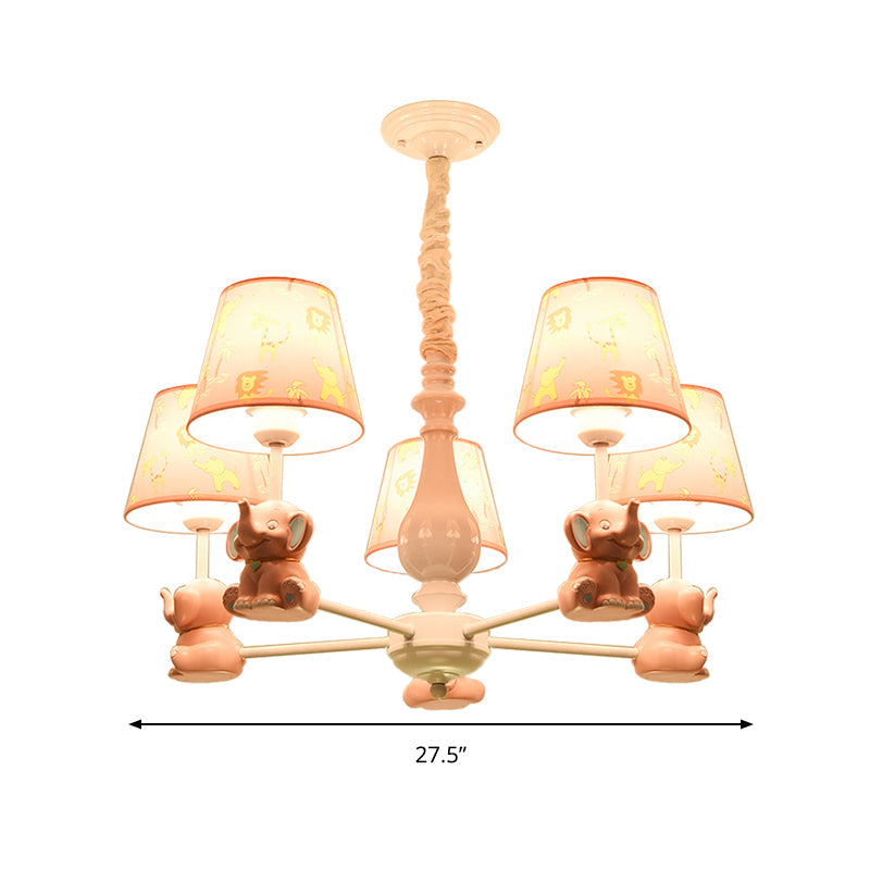 Pink Elephant Hanging Ceiling Lamp Kids 3 to 8 Lights Fixture - Rebooters