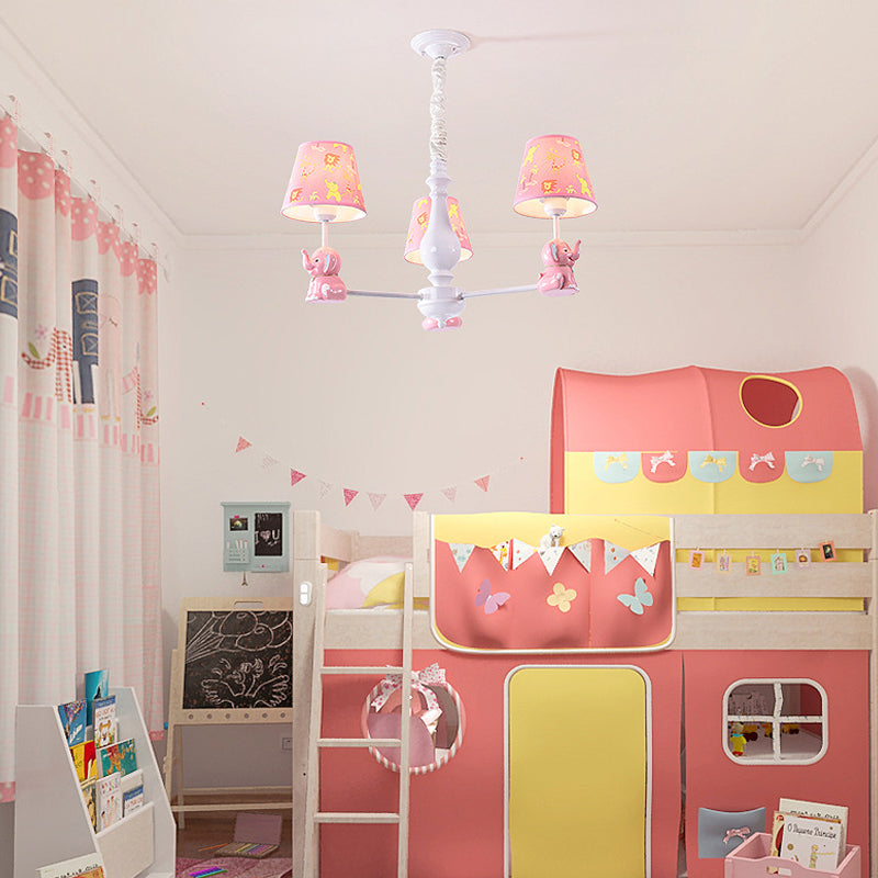 Pink Elephant Hanging Ceiling Lamp Kids 3 to 8 Lights Fixture - Rebooters